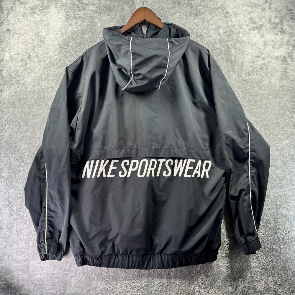 Nike Sportswear Mens XL Black Half Zip Windbreaker Hooded Anorak Jacket Pullover - Picture 4 of 12
